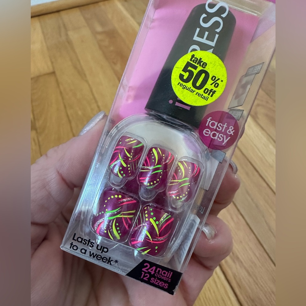 Vibrant Pink and Green Press On Nail Set